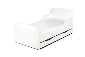 Leomark KINDERBETT 140x70 mit Schublade Funktionsbett Einzelbett mit Matratze Motiv: weiß Sehr Einfache Montage, Bettkasten