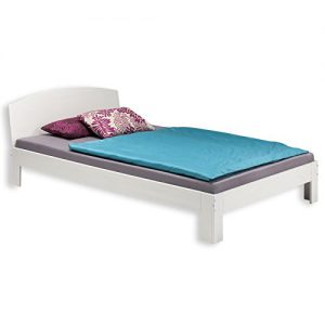 Holzbett Einzelbett Bett TIM Kiefer massiv weiss lackiert 90 x 200 cm (B x L)