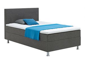 Atlantic Home Collection EDISON120 Boxspringbett 120 x 200 cm, Härtegrad H2, inklusive Topper, grau