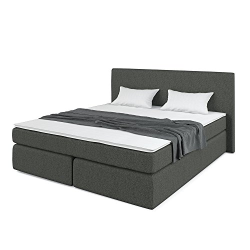 Designer Boxspringbett 180x200 Doppelbett Polsterbett Bett Hotelbett Stoff (grau 180x200)