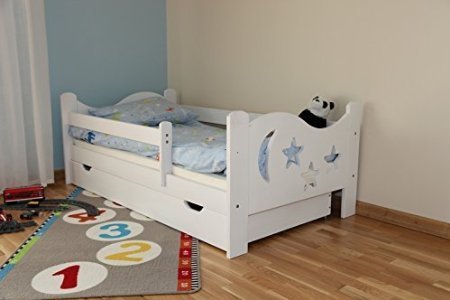 Kinderbett Jugendbett Juniorbett Massivholz mit Matratze 160x80cm (weiss)