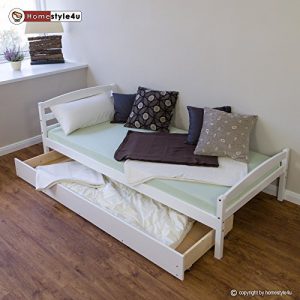 Homestyle4u Funktionsbett Holzbett Kinderbett Jugendbett 90x200 weiß Bettkasten Einzelbett