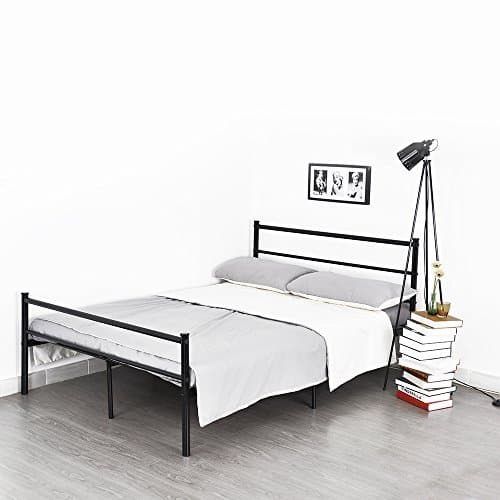 Aingoo Doppelbett Metallbett mit Lattenrost Bettgestell Tagesbett Ehebett Jugendbett schwarz 190x130cm