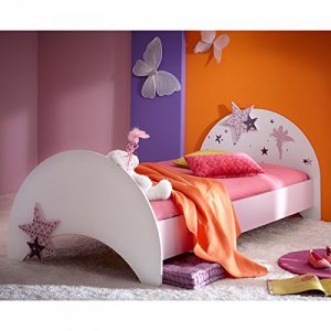 Jugendbett Sternchen 90*200 cm lila weiß Kinderbett Jugendliege Bettliege Bett Holz Bettgestell Mädchen Jugendzimmer Kinderzimmer