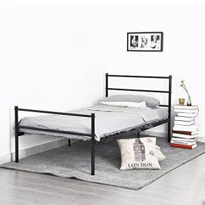 Aingoo Schwarz Single Einzelbett Metallbett Tagesbett Bettgestell Bettrahmen Jugendbett Gästebett 90x190cm